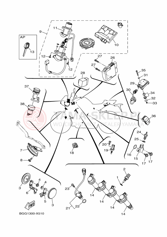 Schemat "układ elektryczny" do Yamaha MT-10 SP