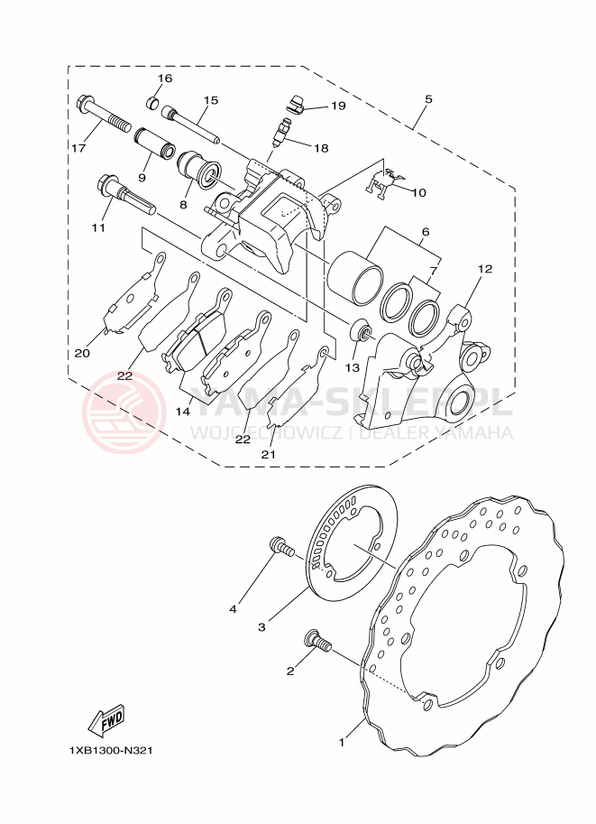 Schemat "Zacisk hamulcowy tylny" do Yamaha MT-07 ABS