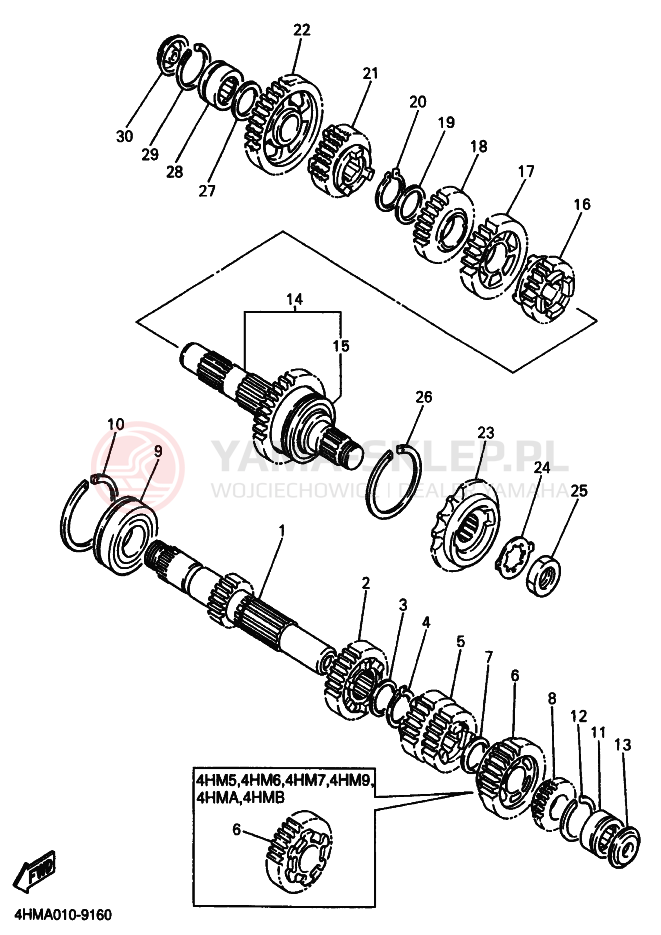 Schemat "Skrzynia biegów " do Yamaha XJR400