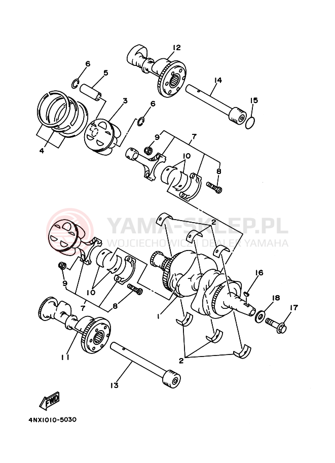 Schemat "Wał korbowy, tłok" do Yamaha TDM850