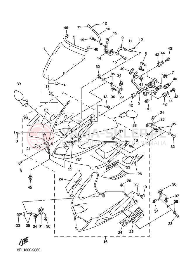 Schemat "elementy nadwozia" do Yamaha YZF-R7 R7
