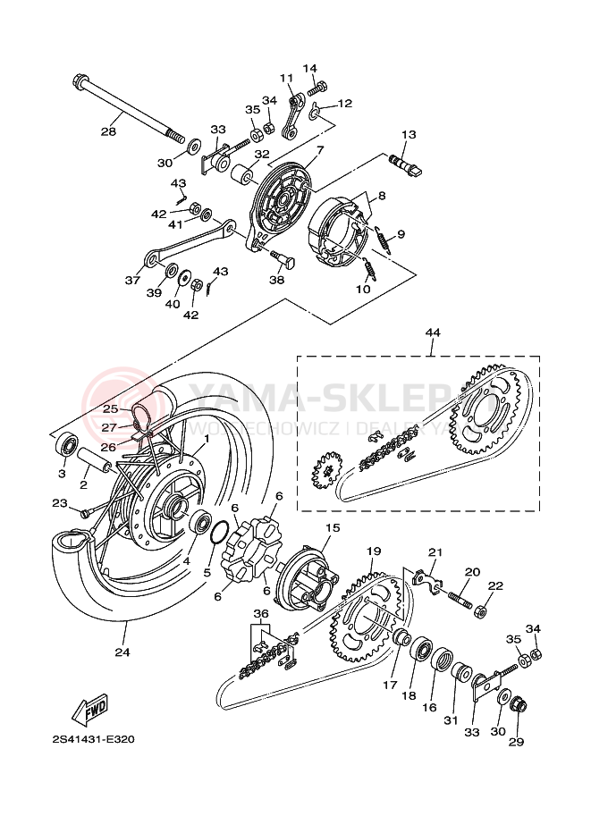 Schemat "KOŁO TYLNE" do Yamaha CRYPTON X