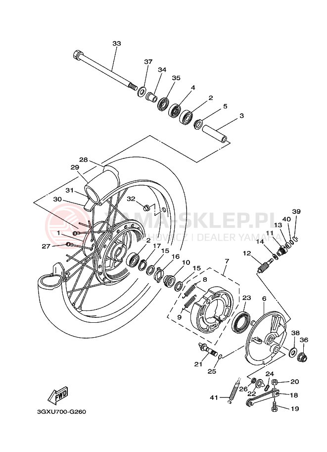 Schemat "Koło przód" do Yamaha AG200F