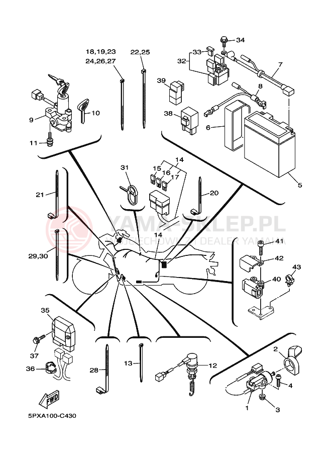 Schemat "układ elektryczny" do Yamaha XV1700PC XV17PCS ROADSTAR WARRIOR