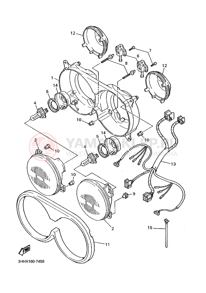 Schemat "Lampa przód" do Yamaha FZR600 GENESIS