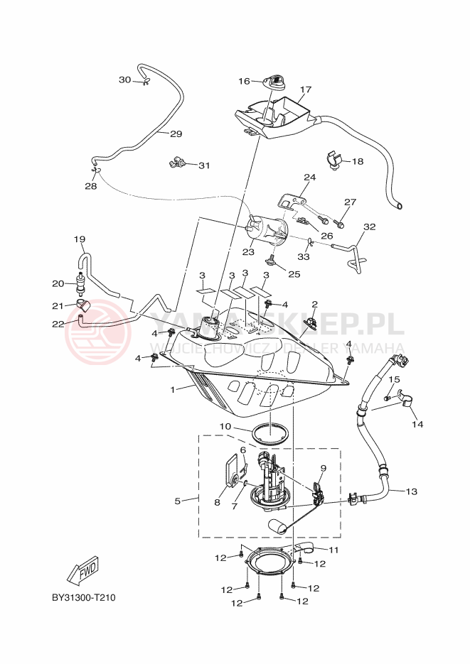 Schemat "zbiornik paliwa" do Yamaha XMAX 300