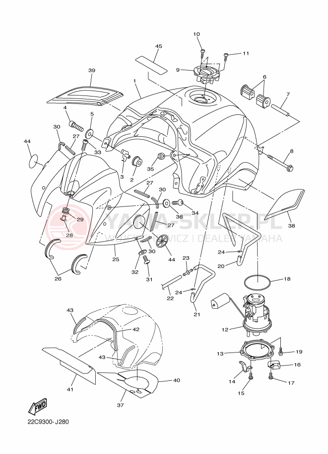 Schemat "zbiornik paliwa" do Yamaha FAZER