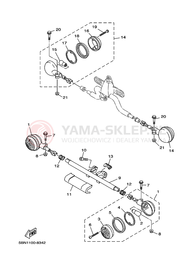Schemat "kierunkowskazy" do Yamaha XVS650A DRAGSTAR CLASSIC
