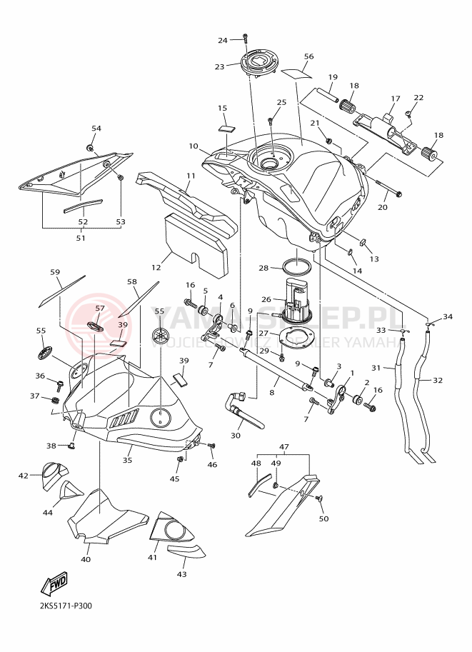 Schemat "zbiornik paliwa" do Yamaha YZF-R1M