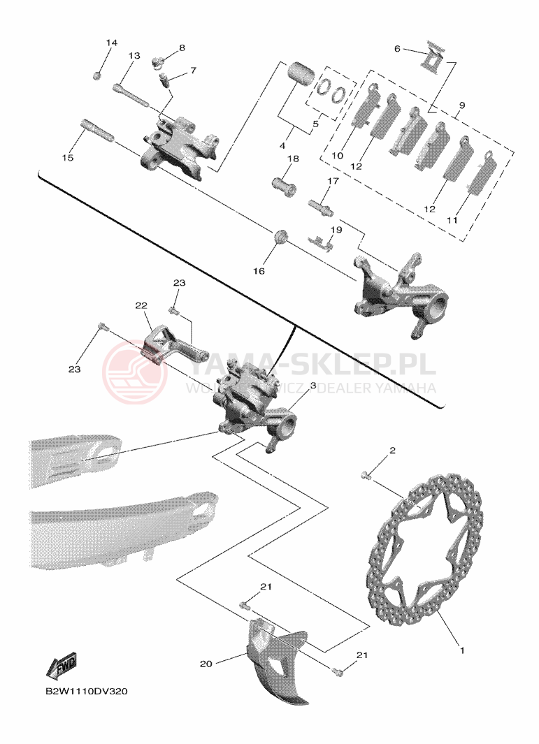 Schemat "Zacisk hamulcowy tylny" do Yamaha YZ450F