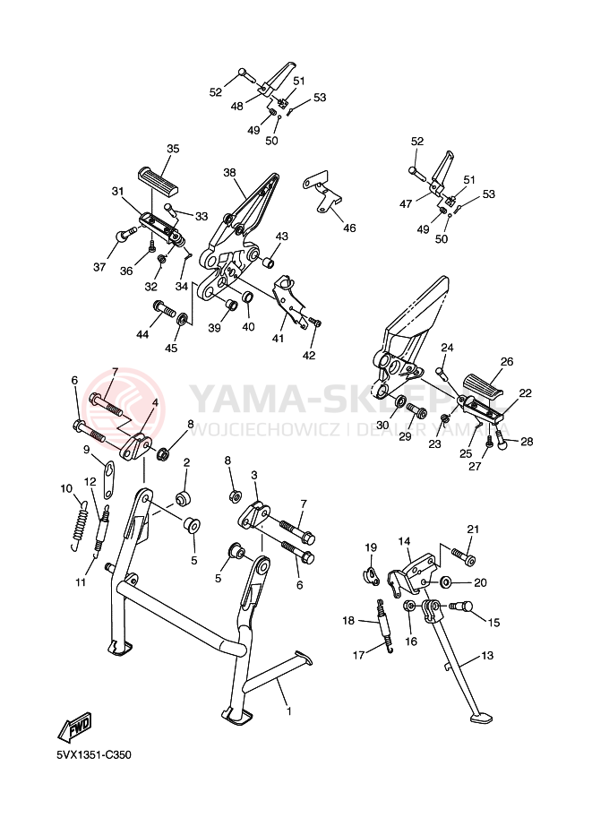 Schemat "Stopka postojowa i podnóżki" do Yamaha FZ6-S