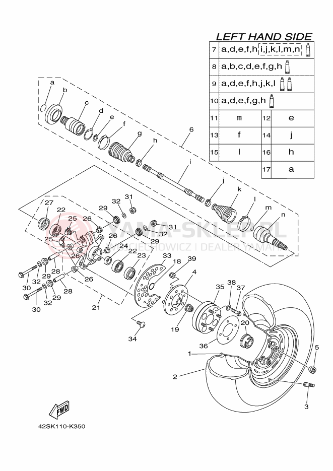 Schemat "Koło tył" do Yamaha YXR700F