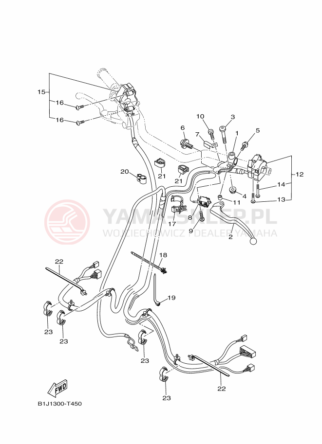 Schemat "Kierownica i osprzęt" do Yamaha TRACER 900 GT