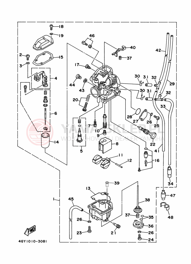 Schemat "Gaźnik" do Yamaha TT250R TT250RF