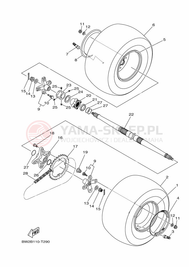Schemat "Koło tył" do Yamaha YFZ450R