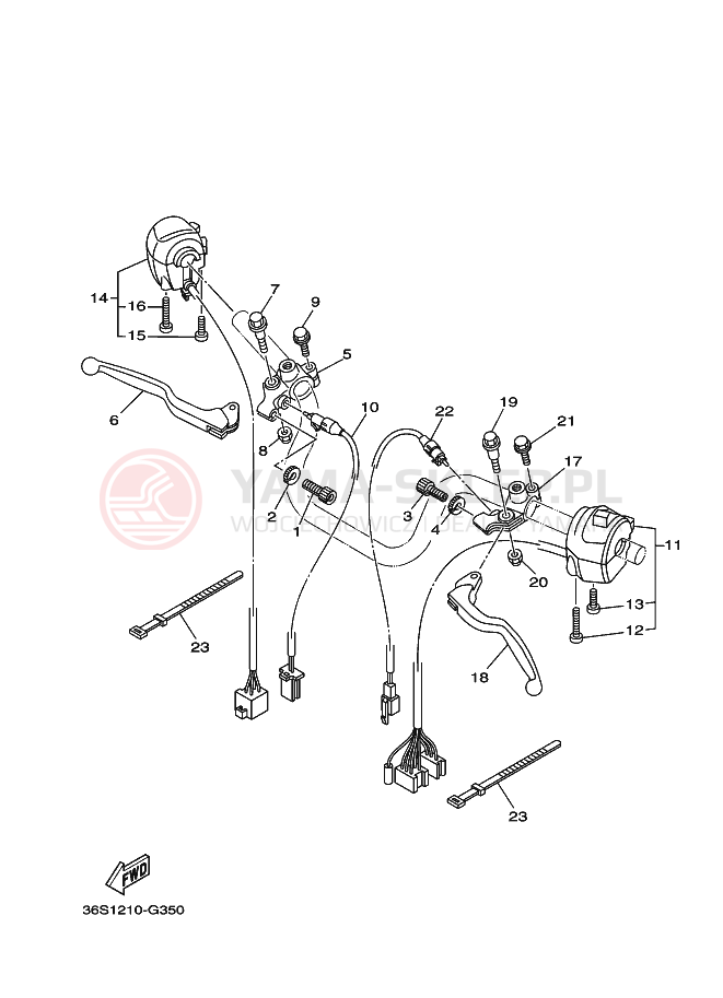 Schemat "Kierownica i osprzęt" do Yamaha YBR125E