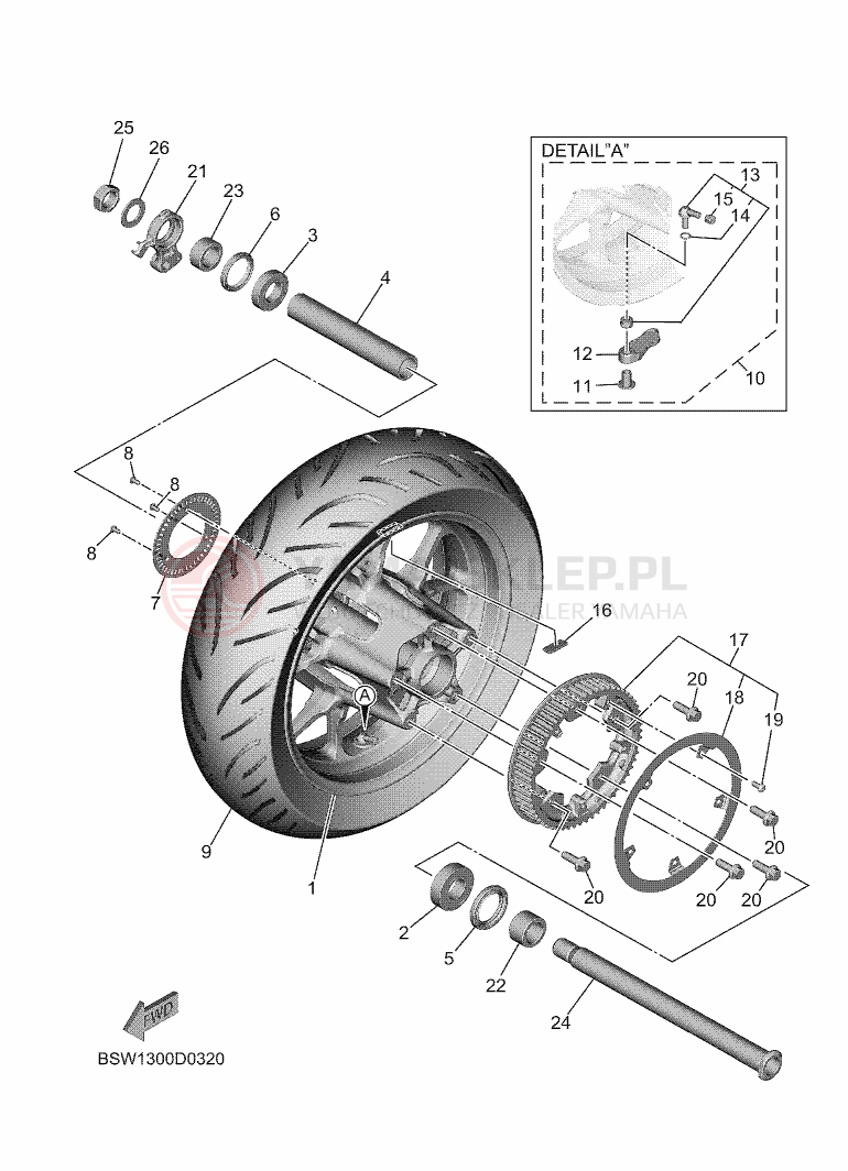 Schemat "Koło tył" do Yamaha TMAX TECH MAX