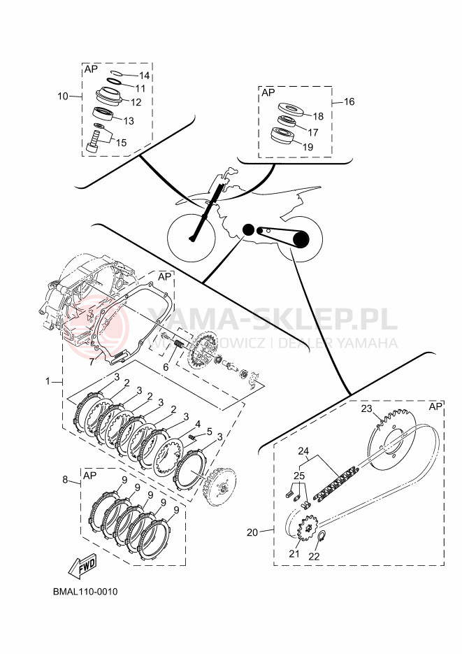 Schemat "Zestaw części do obsługi" do Yamaha TT-R110