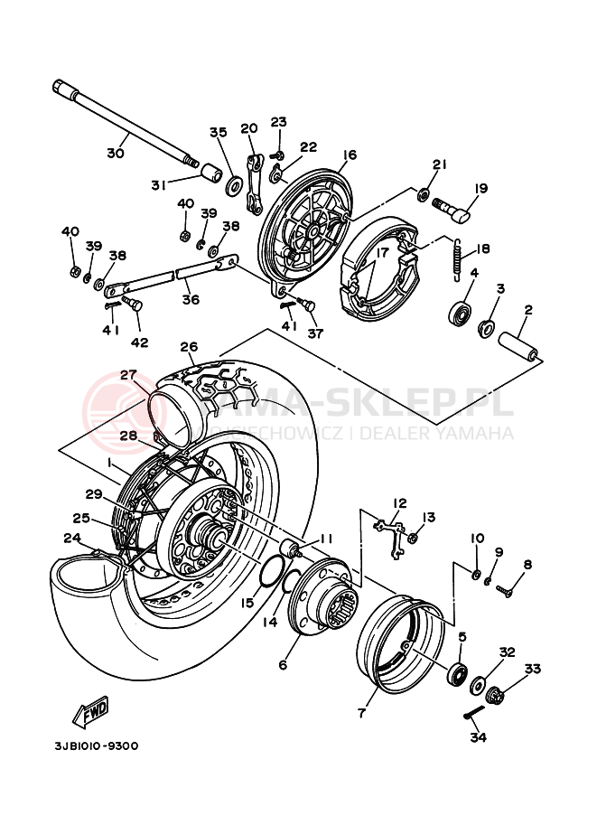 Schemat "Koło tył" do Yamaha XV400 VIRAGO