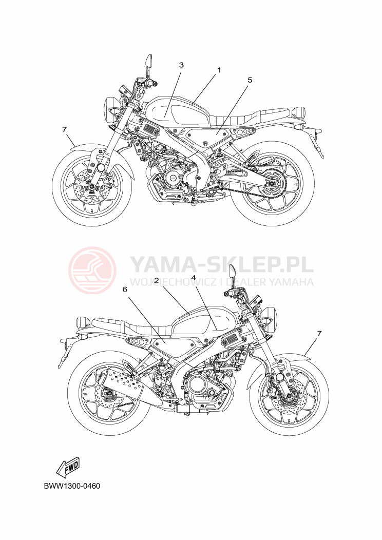 Schemat "GRAFIKA I EMBLEMAT" do Yamaha XSR125 LEGACY