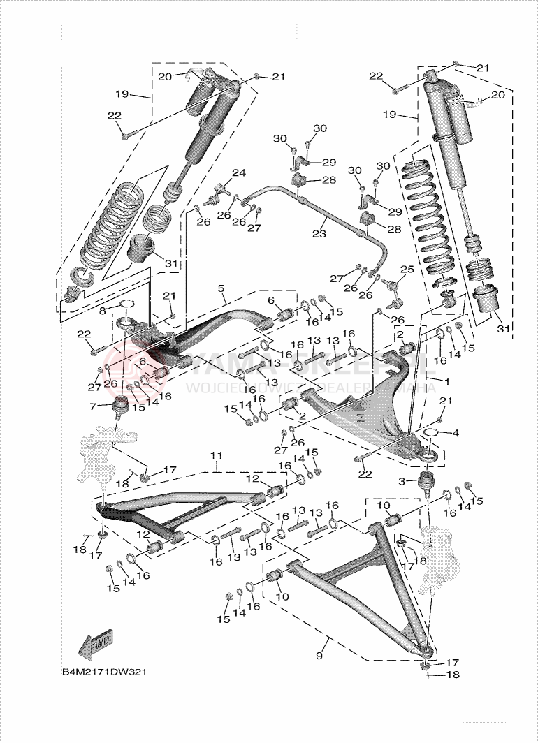 Schemat "Koło przód" do Yamaha WOLVERINE RMAX2 EPS