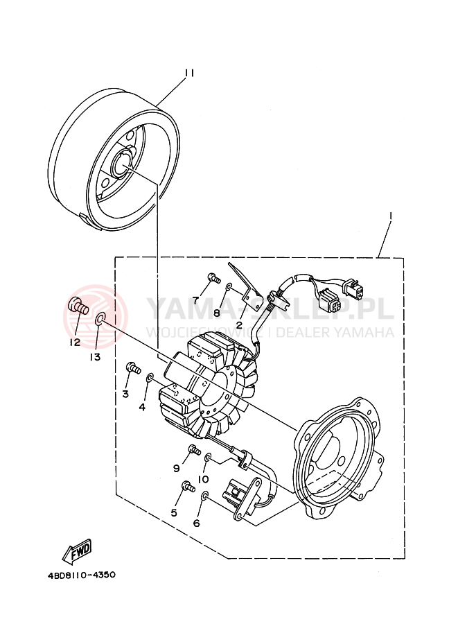 Schemat "prądnica" do Yamaha YFB250