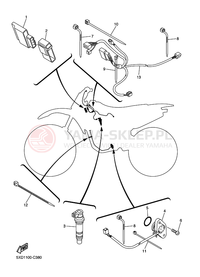 Schemat "układ elektryczny" do Yamaha YZ450F