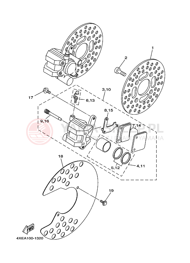 Schemat "Koło przód" do Yamaha BIG BEAR 250