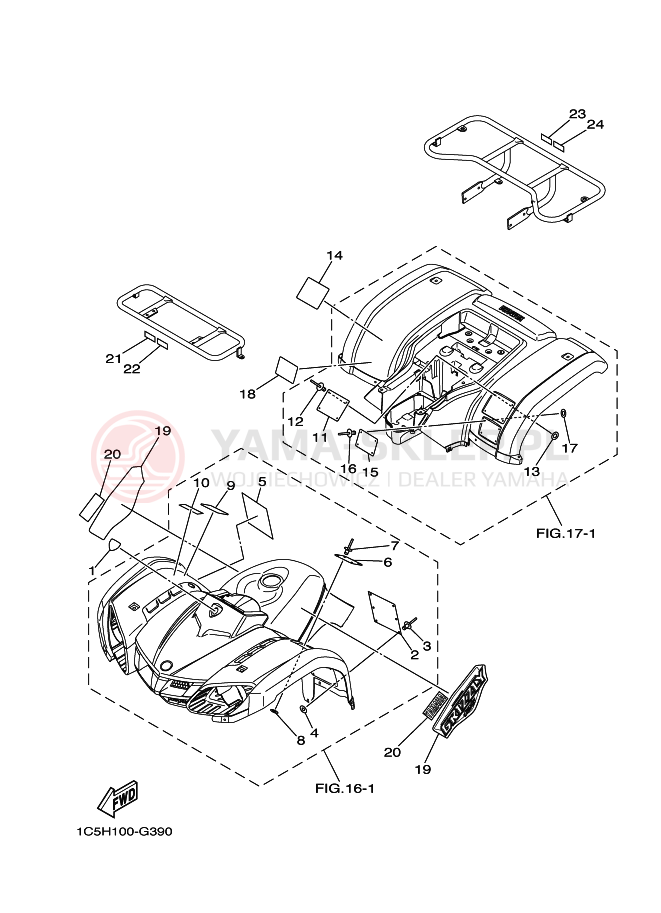 Schemat "naklejki" do Yamaha GRIZZLY 125
