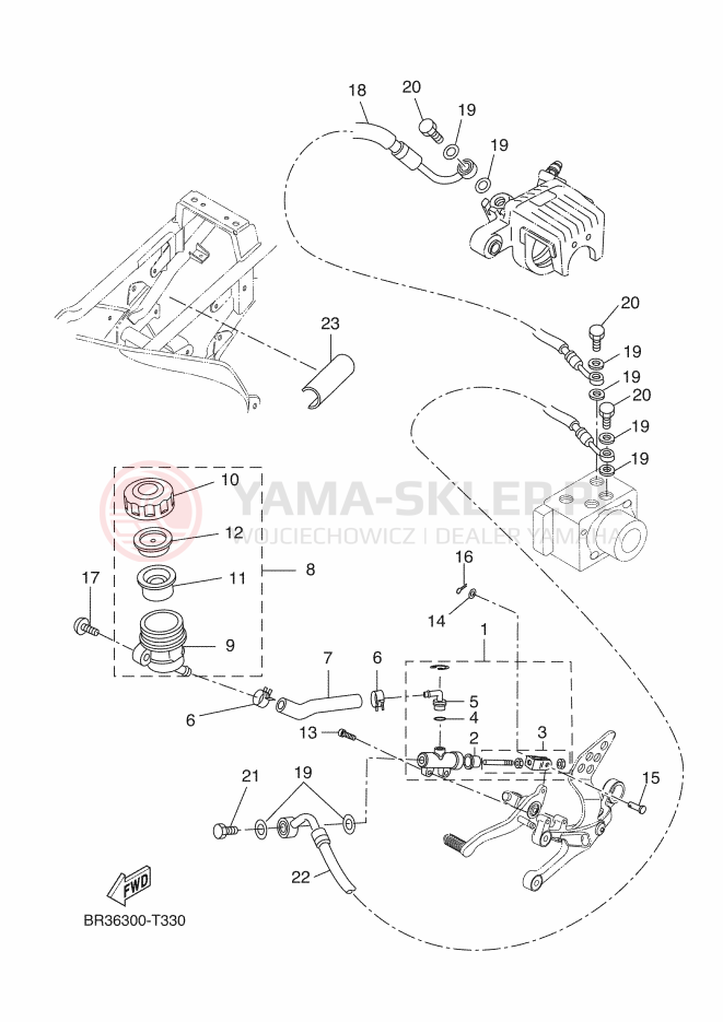 Schemat "Pompa hamulcowa tył" do Yamaha MT125