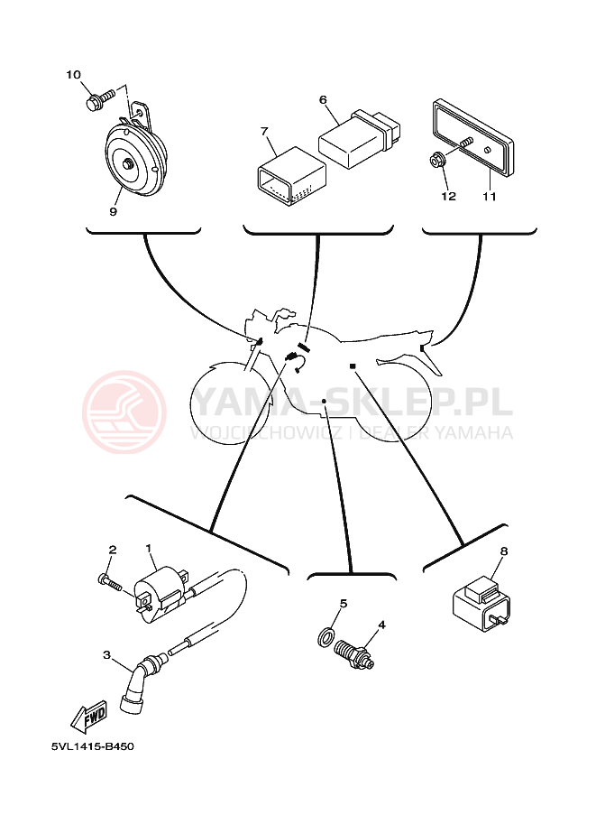 Schemat "układ elektryczny" do Yamaha YBR125