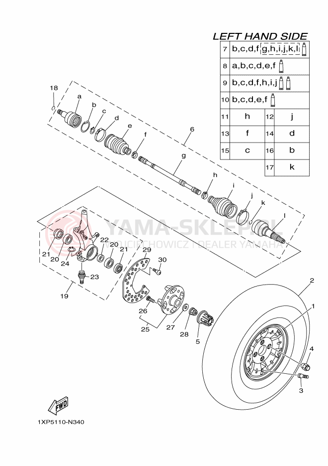 Schemat "Koło przód" do Yamaha VIKING EPS SE
