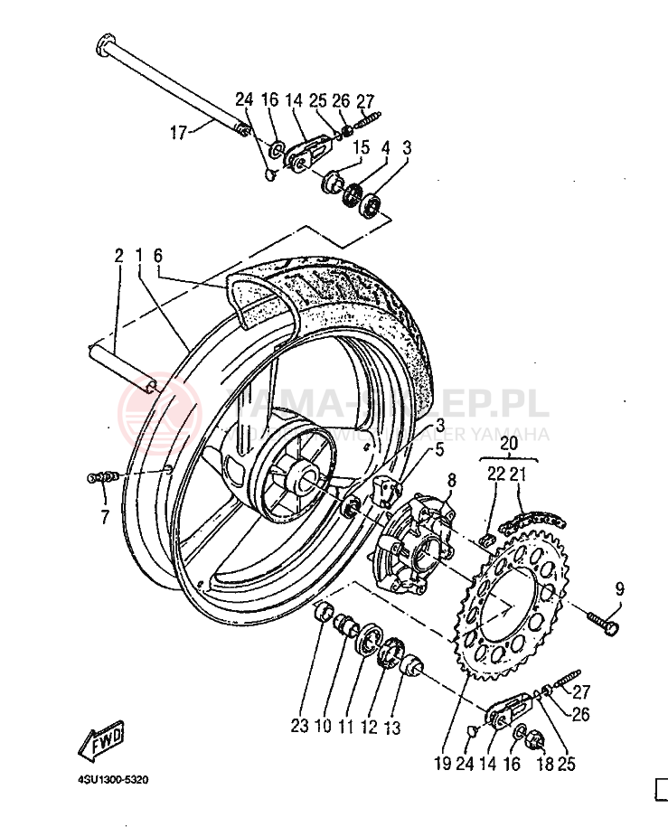 Schemat "Koło tył" do Yamaha SRZ660