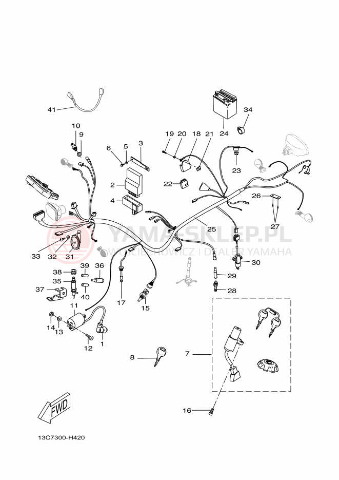 Schemat "układ elektryczny" do Yamaha DT50R