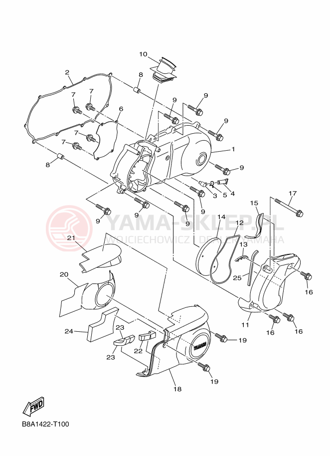 Schemat "Pokrywa silnika" do Yamaha D'ELIGHT