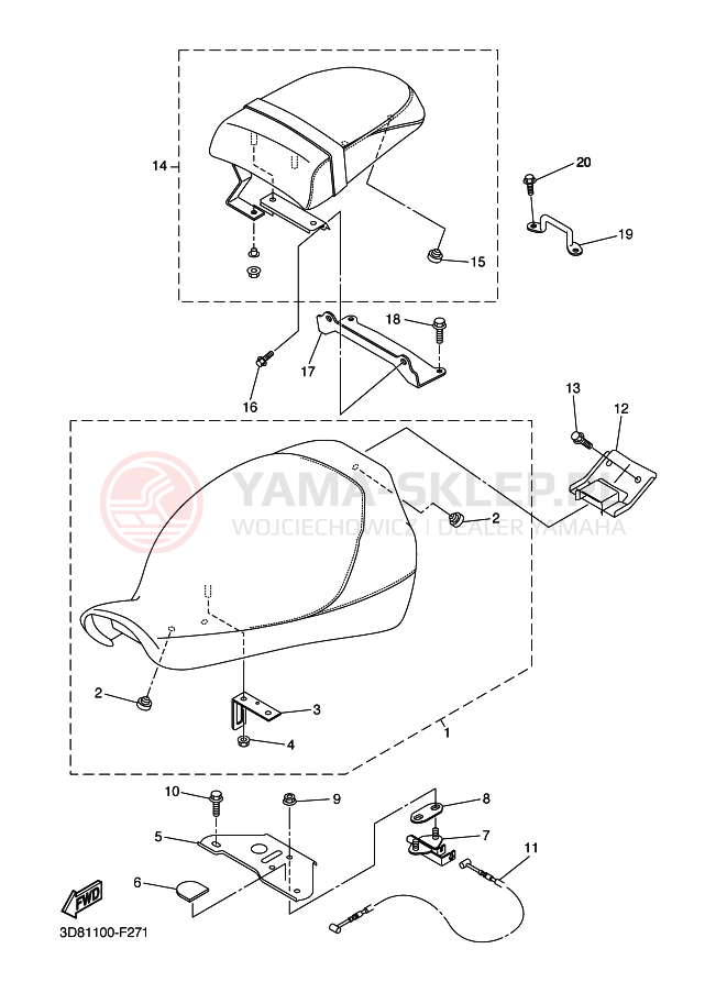 Schemat "siedzenie" do Yamaha XVS1300A