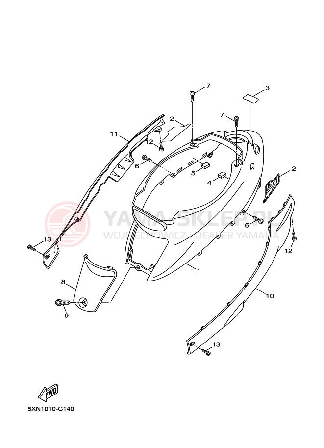 Schemat "Pokrywa boczna" do Yamaha YL50
