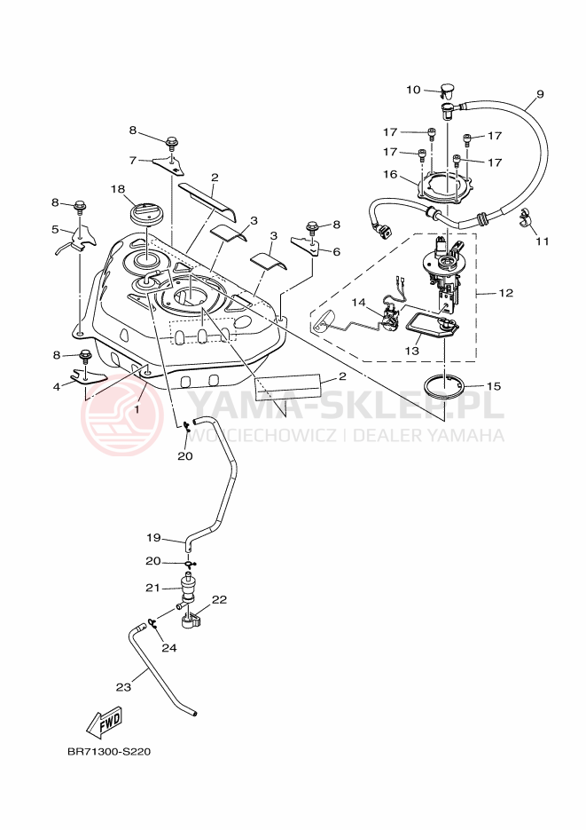 Schemat "zbiornik paliwa" do Yamaha TRICITY 125