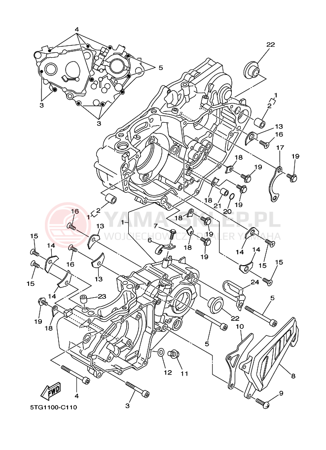 Schemat "Pokrywa silnika" do Yamaha YFZ450S