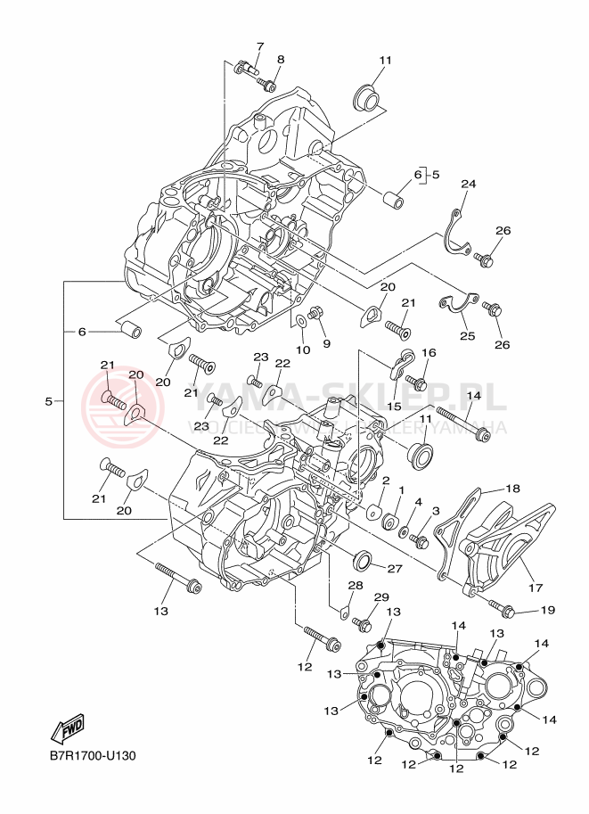 Schemat "Obudowa silnika" do Yamaha WR450F