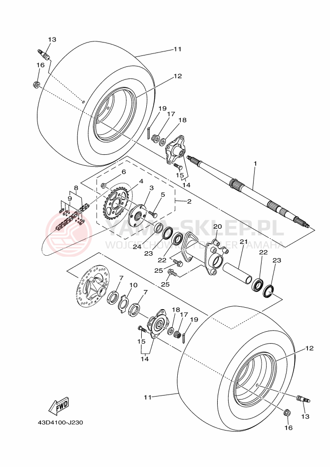 Schemat "Koło tył" do Yamaha YFM90