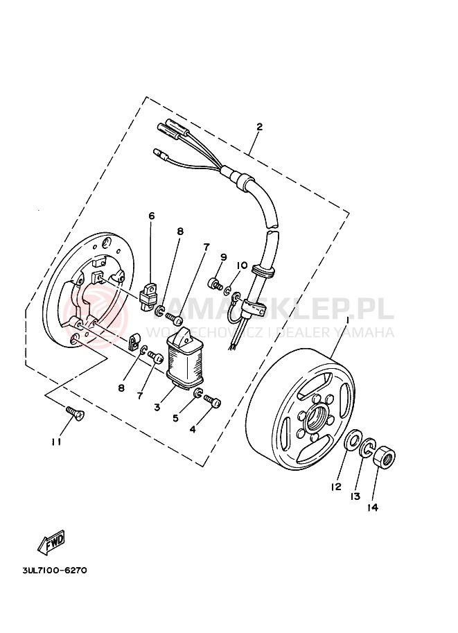 Schemat "prądnica" do Yamaha RT100