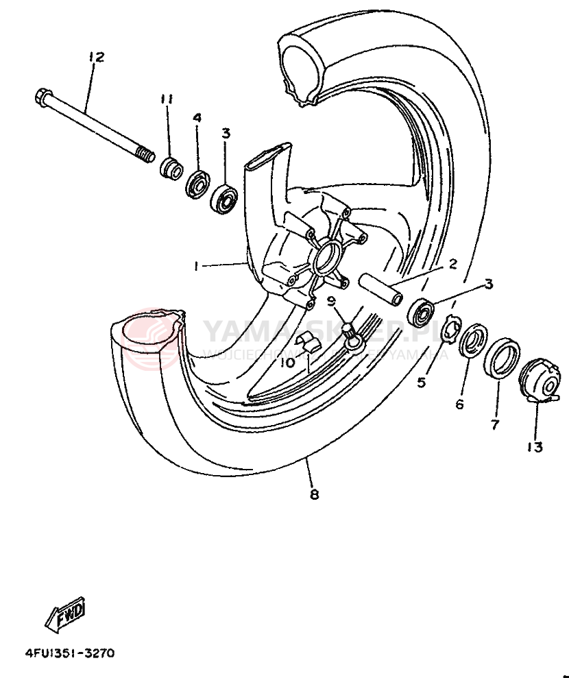 Schemat "Koło przód" do Yamaha TDR125