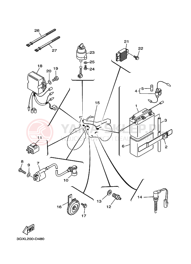 Schemat "układ elektryczny" do Yamaha AG200F