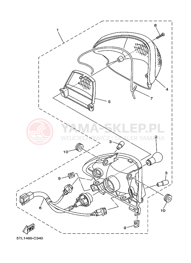 Schemat "lampa tył" do Yamaha AL115C MIO