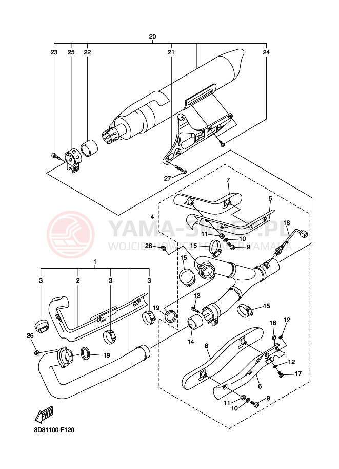 Schemat "Wydech końcowy" do Yamaha XVS1300A