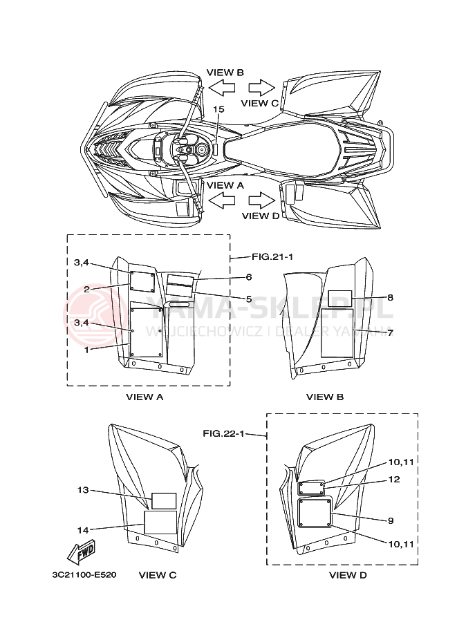 Schemat "naklejki" do Yamaha WOLVERINE 4WD