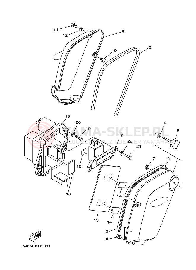 Schemat "Pokrywa boczna" do Yamaha YB-1 YB1-4