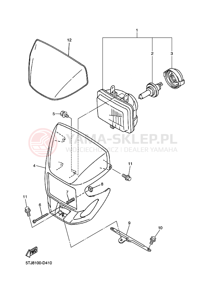 Schemat "Lampa przód" do Yamaha WR250F