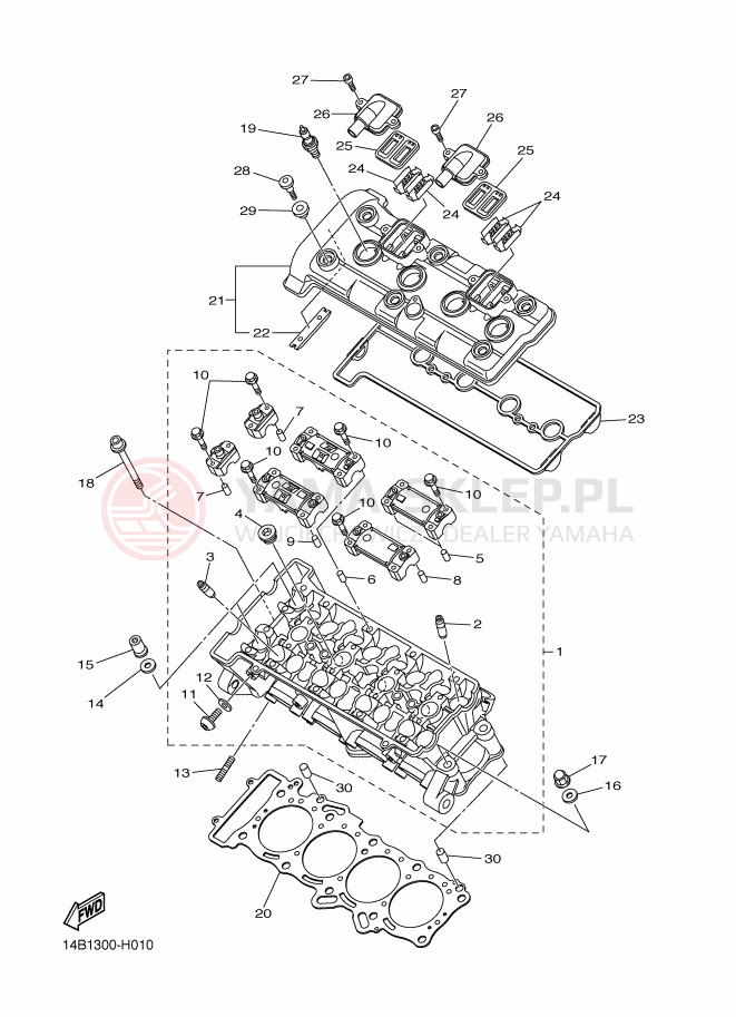 Schemat "głowica" do Yamaha YZF-R1
